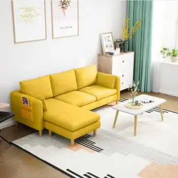 沙发小户型三人位经济客厅整装出租房简约公寓转角布艺北欧沙发黄色