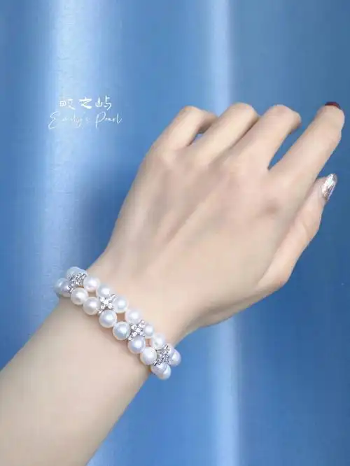 双排蝴蝶结淡水珍珠手链