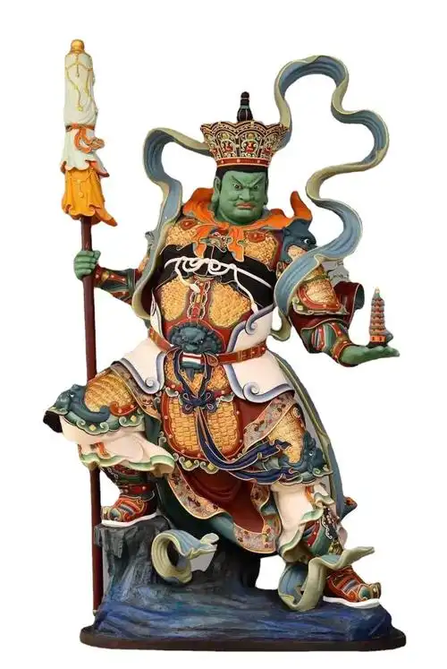 玻璃钢佛像批发 寺院神像四大天王彩绘贴金灵盛工艺