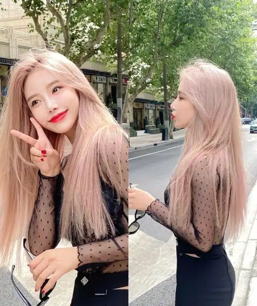 自带光芒的搭配粉色系发色真的爱了呀 78