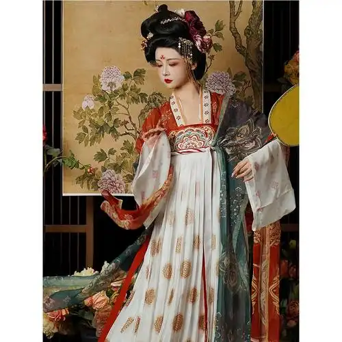 衫超火唐制褙子显瘦齐胸大袖刺绣汉服女春夏款盛唐公主原创复原款