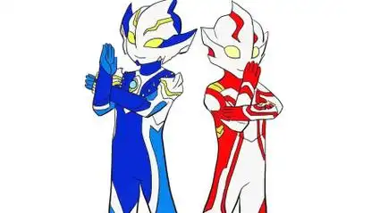 希卡利奥特曼和梦比优斯奥特曼双人组合儿童卡通简笔画-教育-高清完整