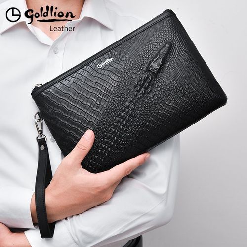 金利来男士手拿包真皮鳄鱼纹手包高端奢侈品牌新款夹包商务信封包