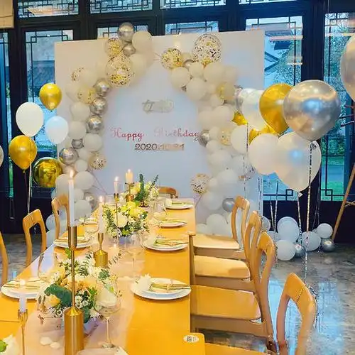 ins风白金系生日趴宴会私人定制生日派对求婚告白生日布置派对气球