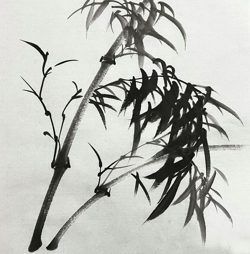 水墨画竹子国画2726四尺八开无款纯手绘花鸟画宣纸画芯新中式墙画