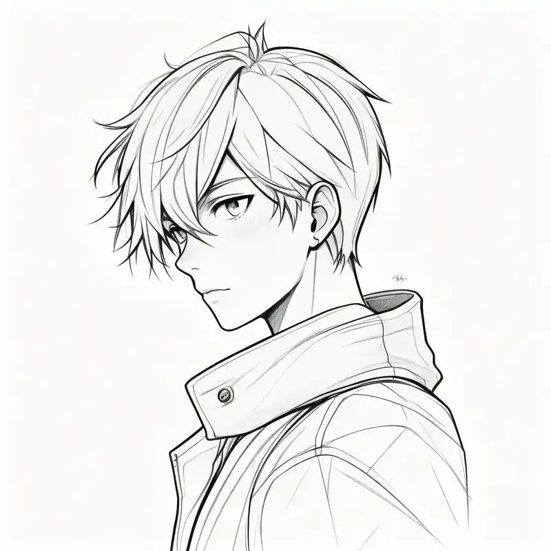 黑白素描动漫男生头像96