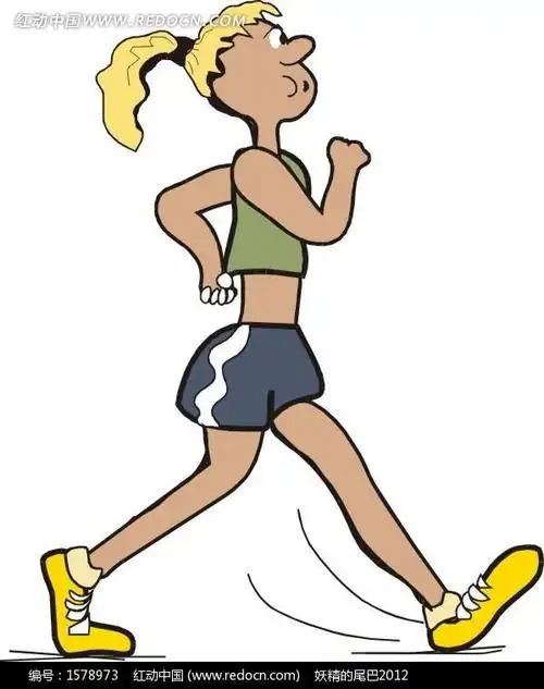 竞走运动的卡通美女