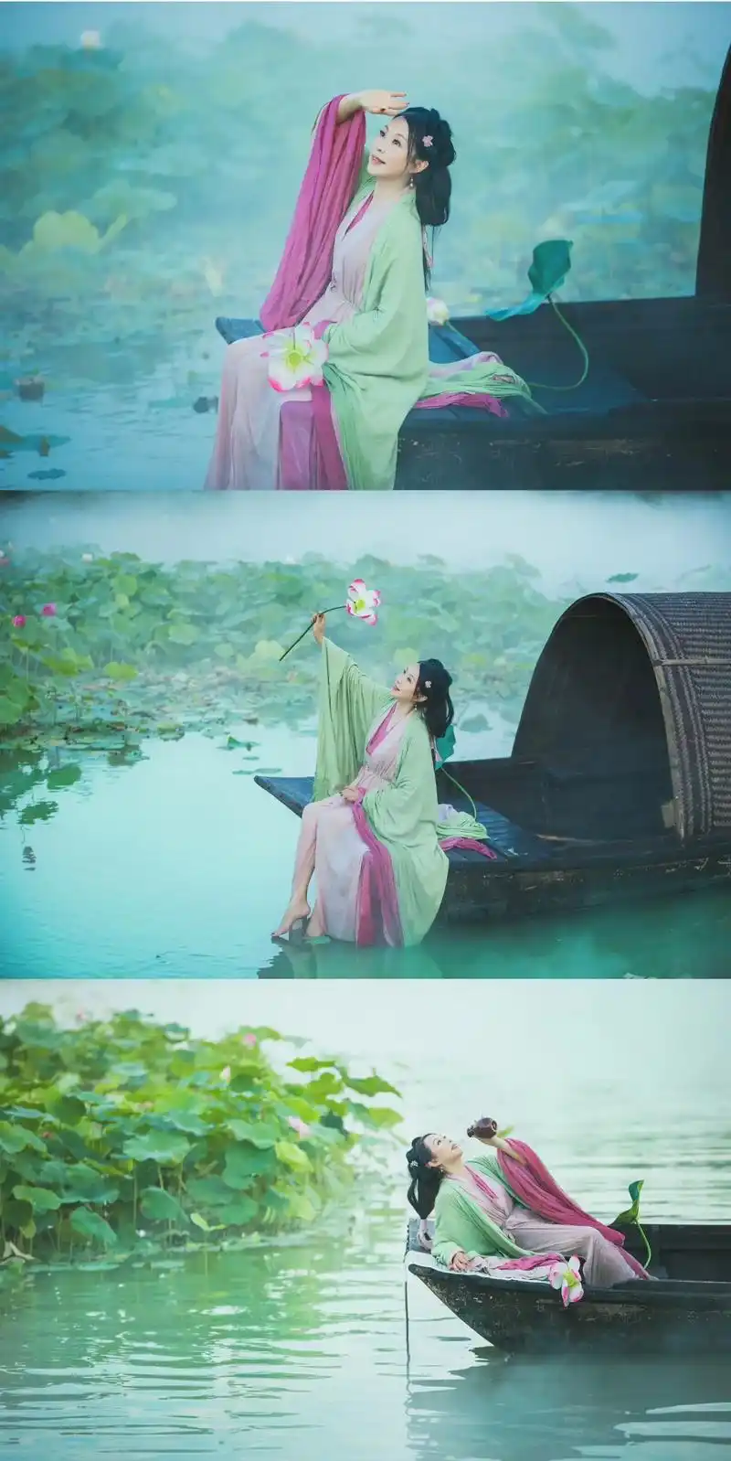 荷花03 唯美古风人像.提一袭罗裙,轻挽云衫,夏日的清幽如唐 - 抖音