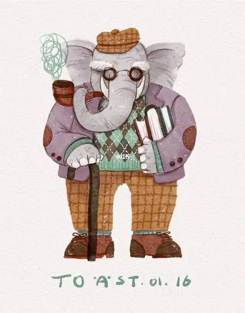 我是原创插画师  #ipad画画  第一次作业:动物拟人化,智者大象