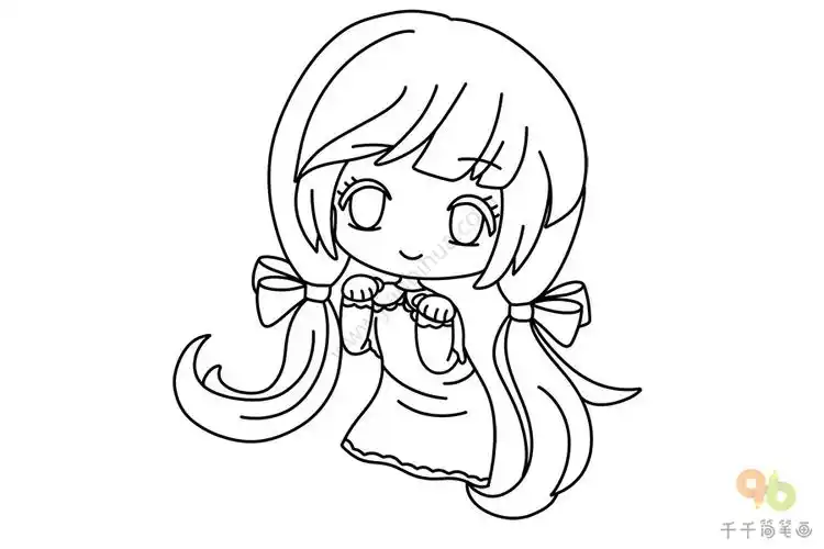 萌萌的动漫女孩简笔画