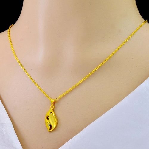 纯黄金项链9999正品女士心形足金手工细项链首饰品配磨沙吊坠复古