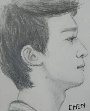 帅哥素描侧脸简笔画