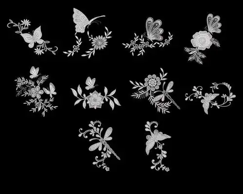 漂亮的镌刻式蝴蝶花纹饰品图案photoshop笔刷素材 : ps笔刷吧-笔刷免