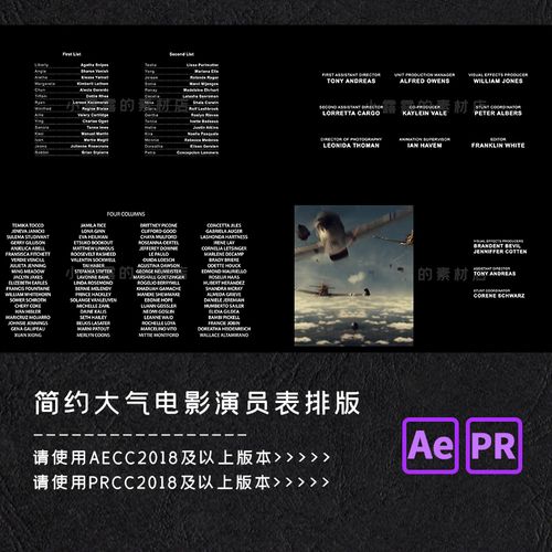 ae/pr模板电影演员表片尾结尾文字标题滚动排版动画视频合成素材