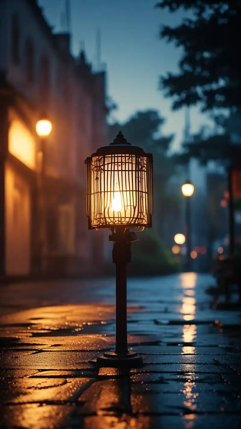 91夜晚街边路灯下的伤感壁纸92