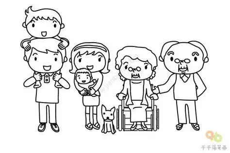 我爱我家一家人简笔画图片人物简笔画图片大全和小雪人一起玩耍