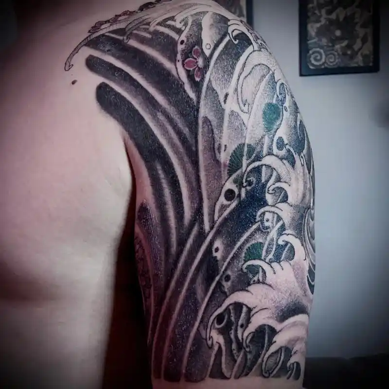 浪花大臂 原创纹身 关东风纹身 #纹身 #纹身手稿 #手绘纹 - 抖音