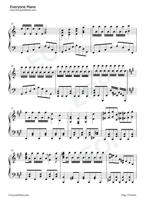 暗影刺客-伍六七之玄武国篇op五线谱预览3-钢琴谱文件(五线谱,双手