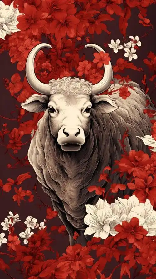 设计了几张有中国特色,节日气氛的牛生肖手机壁纸