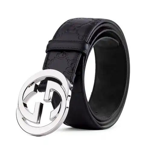 正品gucci/古驰皮带酷奇真皮男士经典双g金属扣头古奇休闲腰带