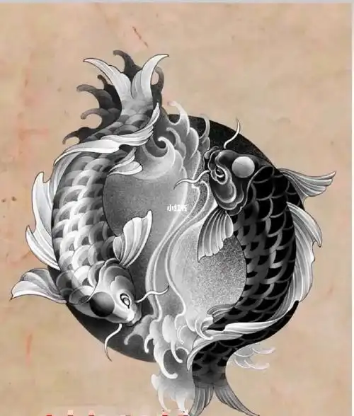 太极阴阳鱼纹身手稿