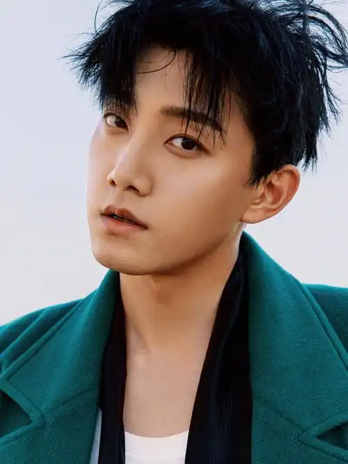 范世錡绿色大衣帅气写真图片