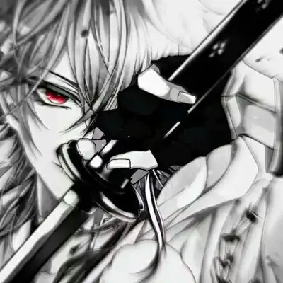 二次元男生头像黑白 红瞳