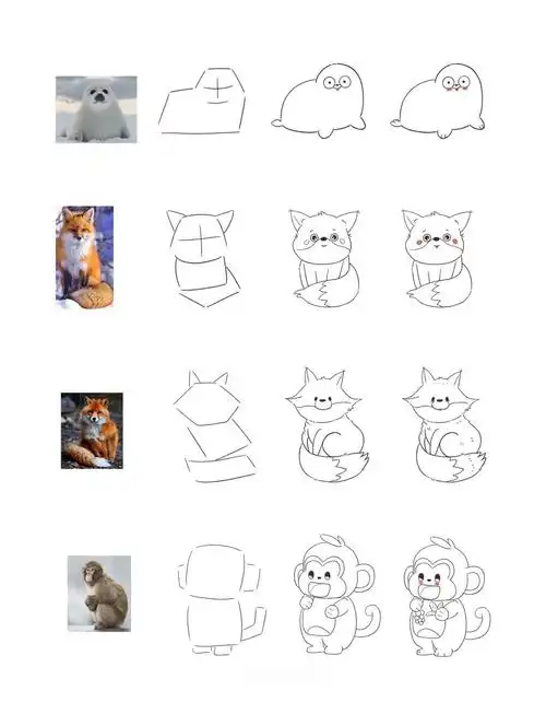 动物造型线稿插画步骤