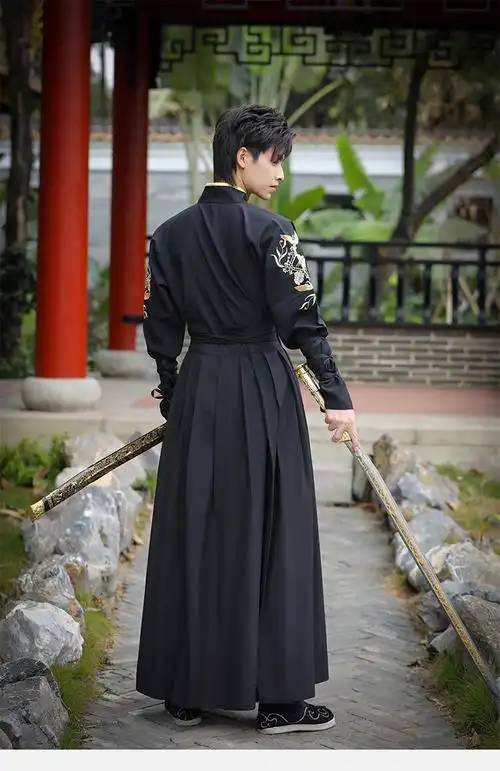 男 黑色系魏晋汉服男套装古风男士仙气古装男生帅气飘逸明制大码学生