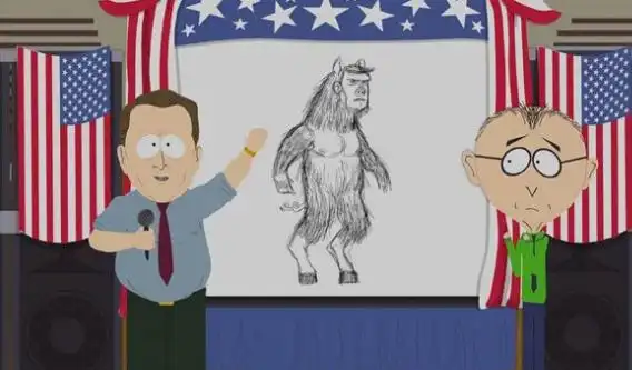 再强调全球变暖,而转移到了一个新的潜在威胁生物,人熊猪(manbearpig)