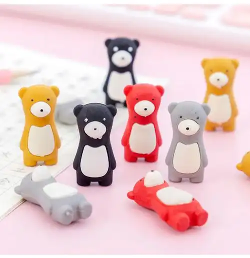 幼儿园创意卡通小橡皮小学生呆萌可爱小熊橡皮擦可拆卸铅笔擦文具
