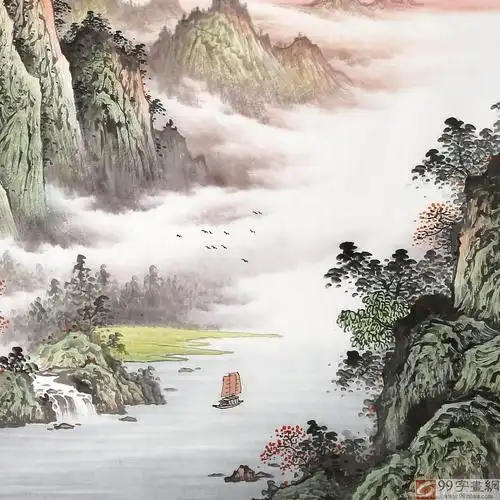 何华贤 小六尺《一帆风顺》 颍淮书画名家 - 写意山水画 - 99字画网