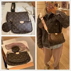 lv/路易威登女包老花链条pochette五合一麻将包单肩斜挎包m44813