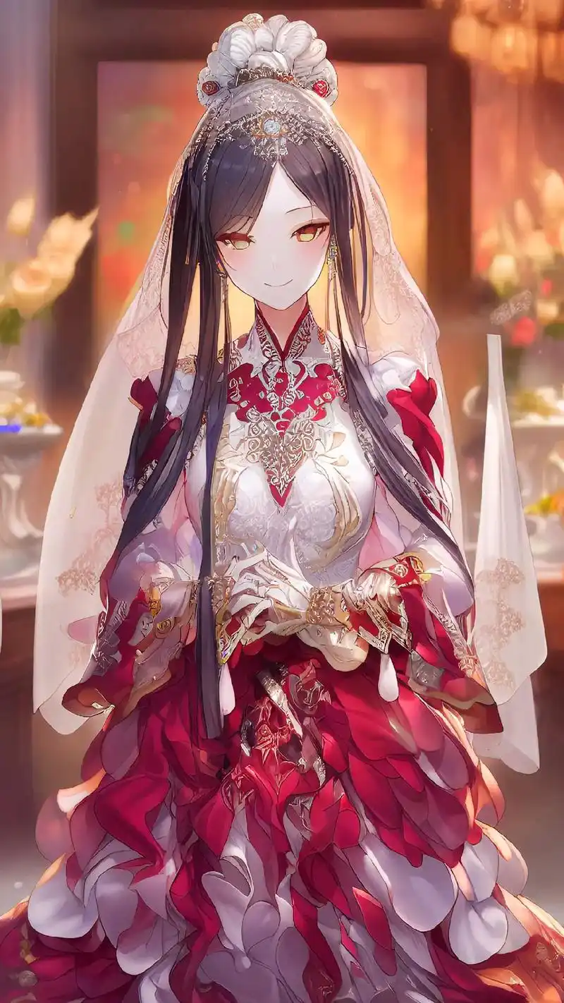 动漫壁纸 #二次元动漫 #囍 #嫁衣 #婚纱 - 抖音