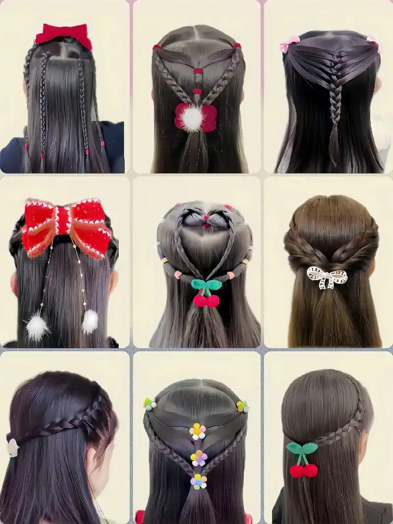 家有女鹅的麻麻们,一看就会的女童半披发造型来啦!