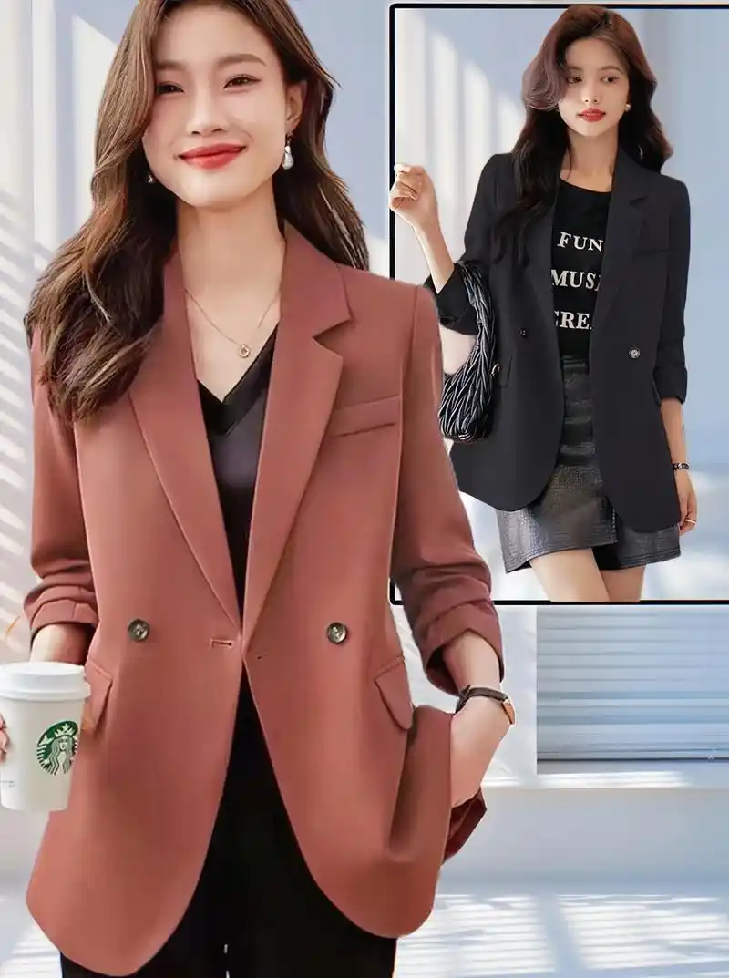 我的新款纯色小西装女简直太漂亮啦!韩版设计,修身显瘦,百搭又时尚!