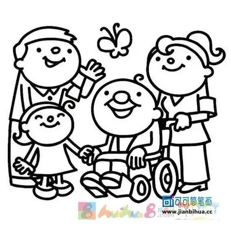 全家福照片卡通简笔画怎么画简笔画教程绘画吧-画画