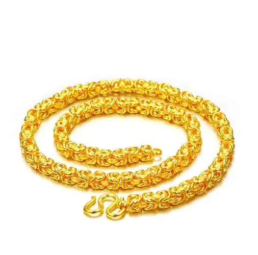 璀百年珠宝黄金项链男士999足金泰国四方黄金项链男霸气大方土豪老男