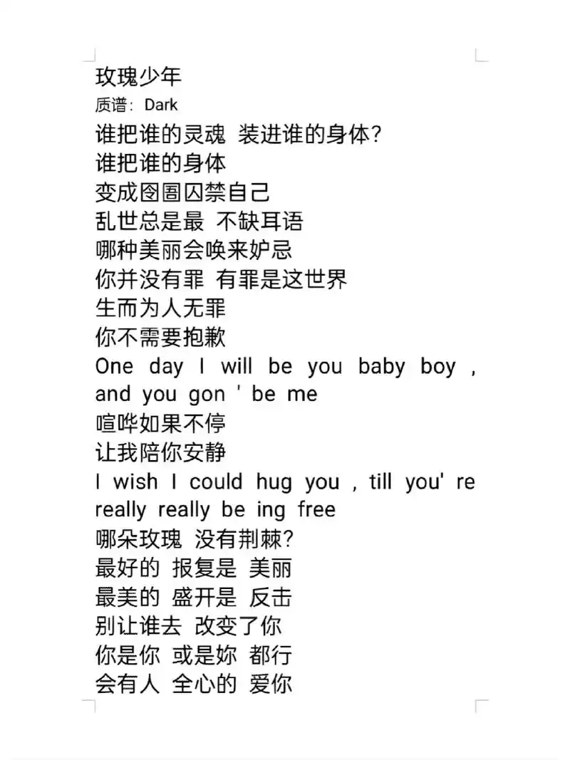 玫瑰少年78歌词 谁把谁的灵魂 装进谁的身体?