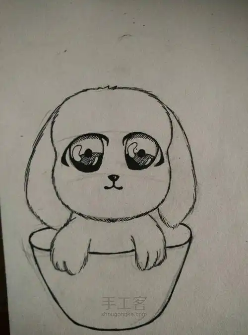 杯子犬简笔画