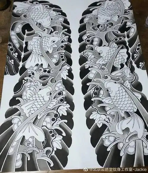 今日纹身图案推荐分享日式开衫,又称半扇,全甲一人一图,希望你也有独