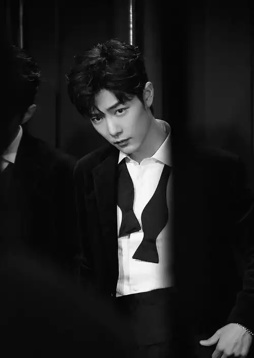 肖战黑白光影质感大片精致侧颜帅气撩人