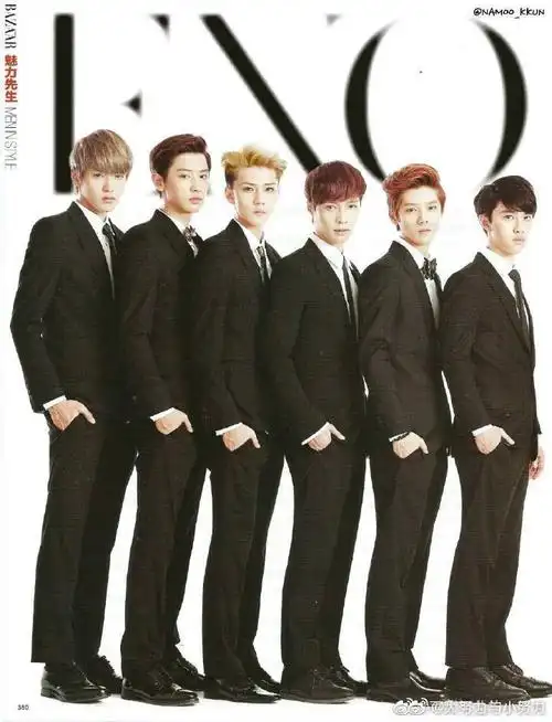 下图是exo拍的身高排行图,可以看到张艺兴是站在鹿晗后面比鹿晗高的