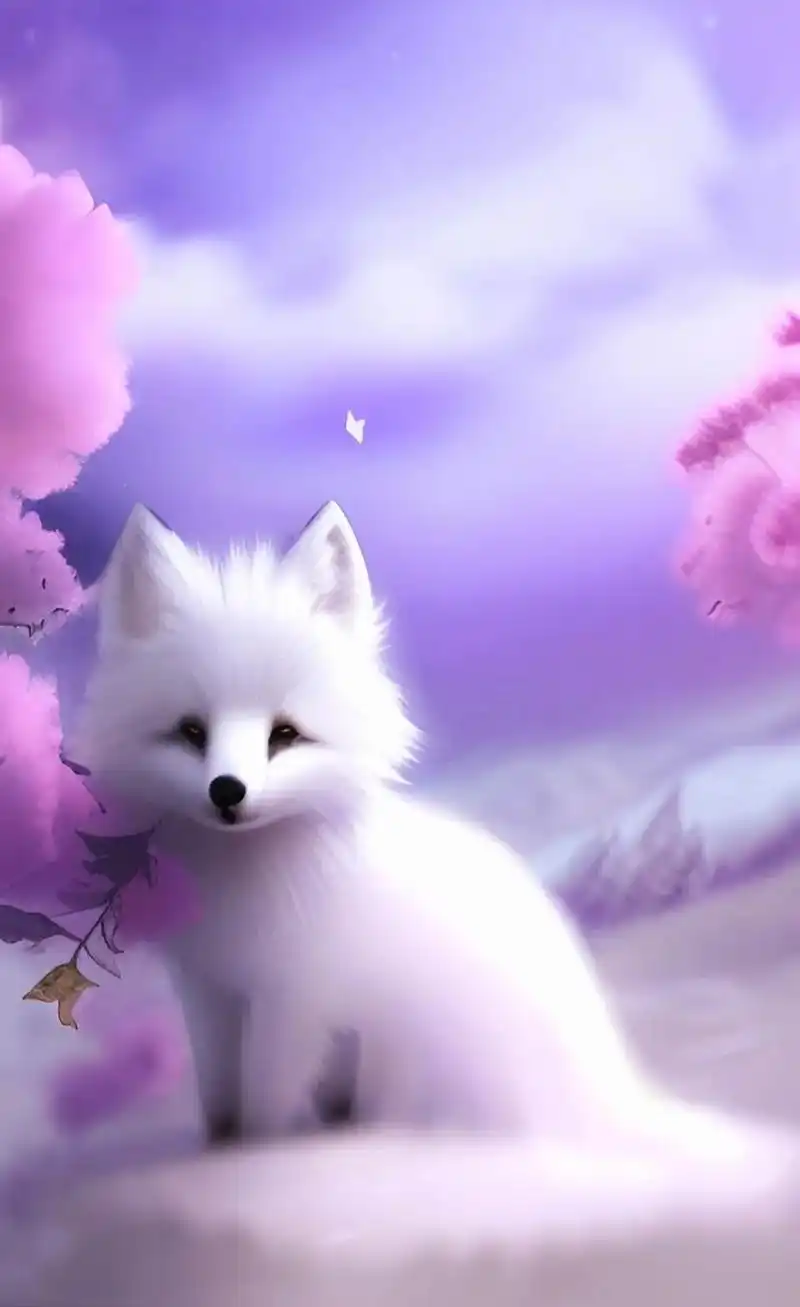 手机壁纸 #白狐  - 抖音
