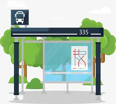 5d蓝色的公交车插画png卡通版黄色的公交车aipng来往行驶的城市公交