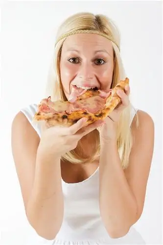 女孩,吃饭,比萨饼