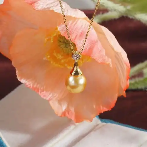 diy珍珠配件s925纯银光面简约珍珠吊坠项链微镶锆石潮流锁骨链女