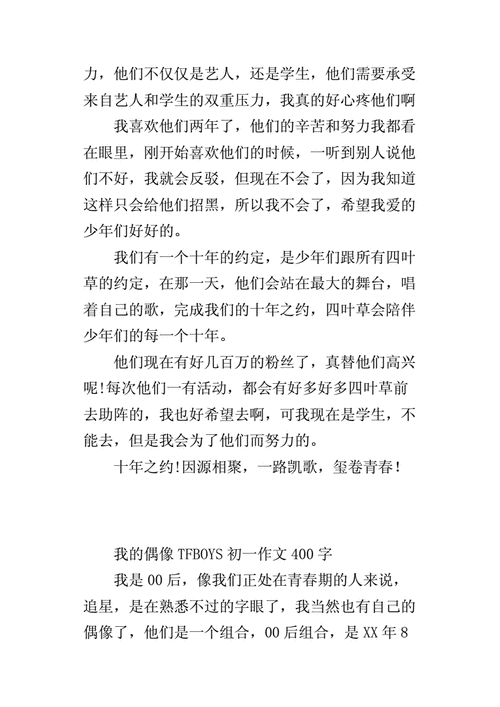 我的偶像tfboys初一作文400字.docx