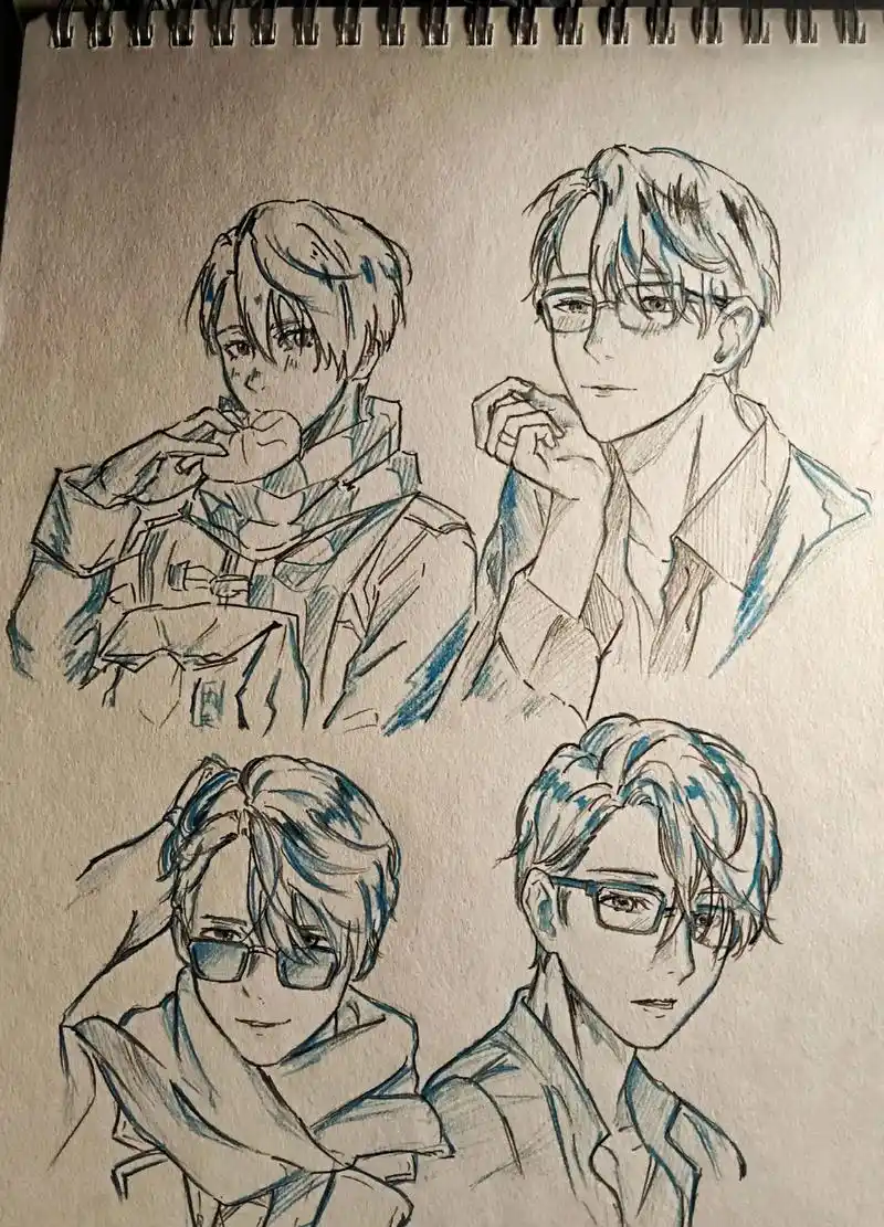 临摹  #冰上的尤里 #侵权即删 #维克托勇利   "我想 - 抖音