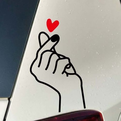 贴品 创意个性潮流爱心手势 喜欢你流行手势比心搞笑反光车身贴【7天